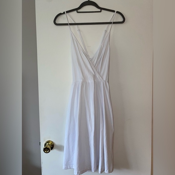 NWT LAISHEN White Spaghetti Strap Summer Wrap Pockets Sundress Dress - Picture 7 of 11